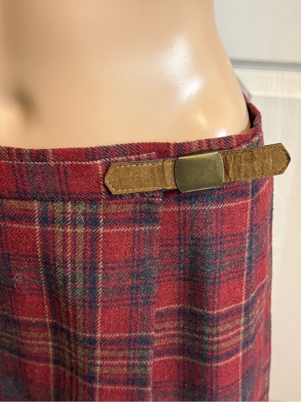 Vintage Pendleton Wool Womens Red Plaid Skirt Kilt  Buckle Size 12 - Picture 6 of 16